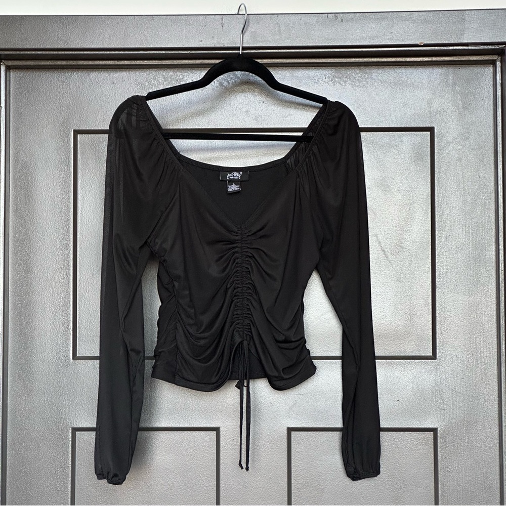 JUST POLLY | mesh cinched long sleeve